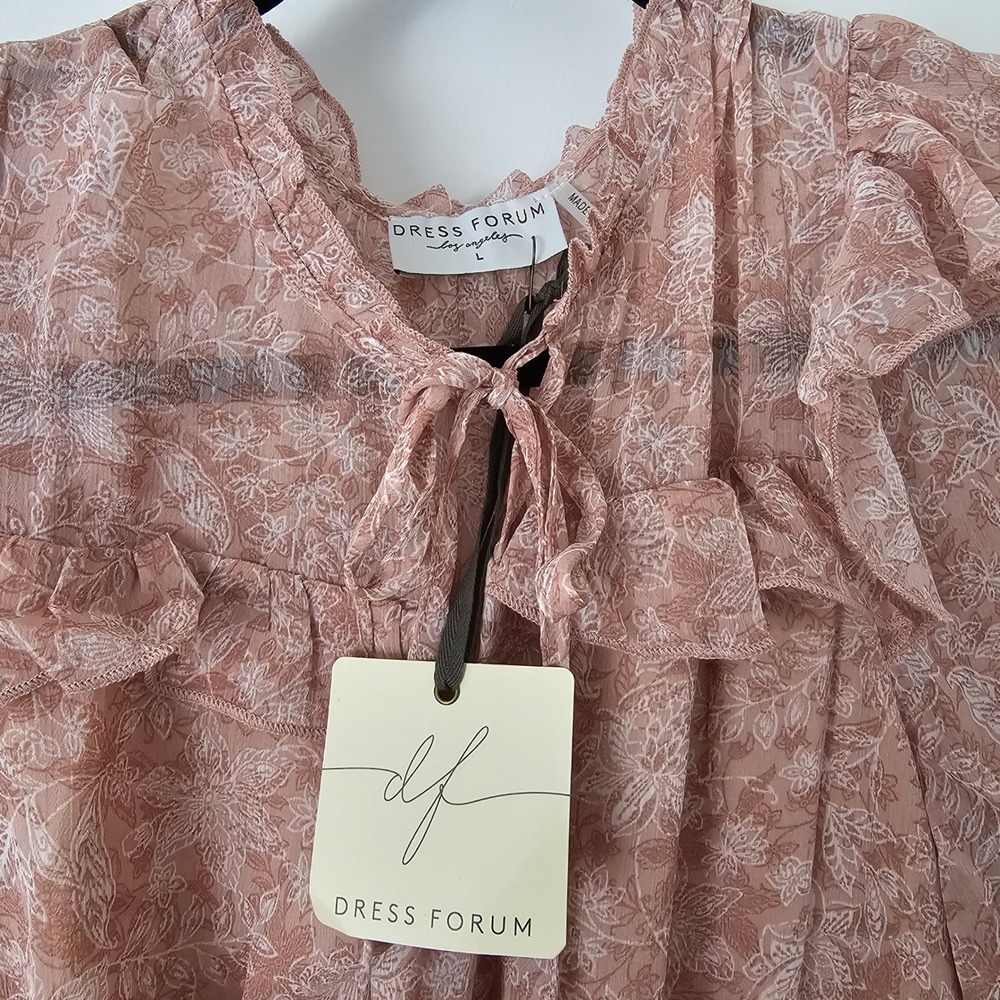 Anthropologie Dress Forum Dusty Rose Floral Tiered Boho Maxi Dress Large NWT - Picture 2 of 16